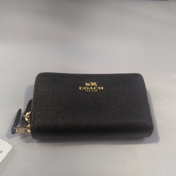 coach small double zip wallet